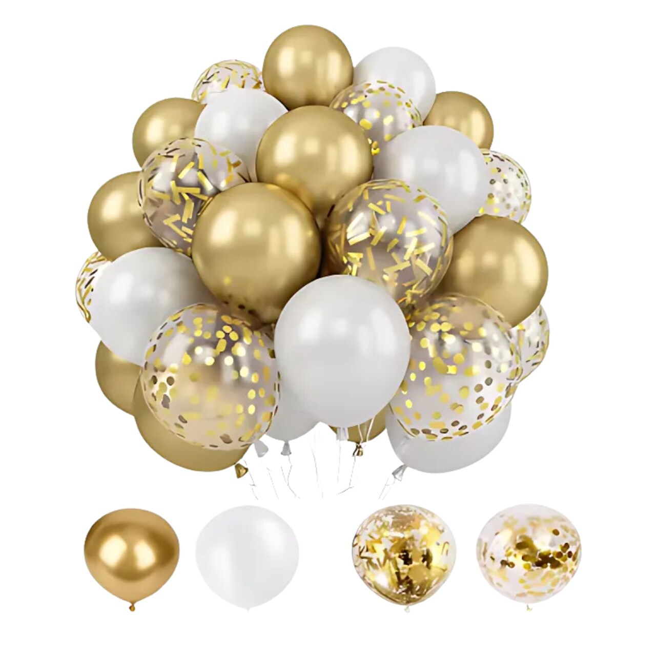 Kitcheniva 30-Pack White and Gold Party Balloon Set – Birthday, Wedding, Baby Shower, Graduation, Anniversary Decorations